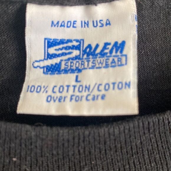 SALEM VINTAGE Chicago Bulls All Over Print Black T Shirt Size L - Picture 2 of 7